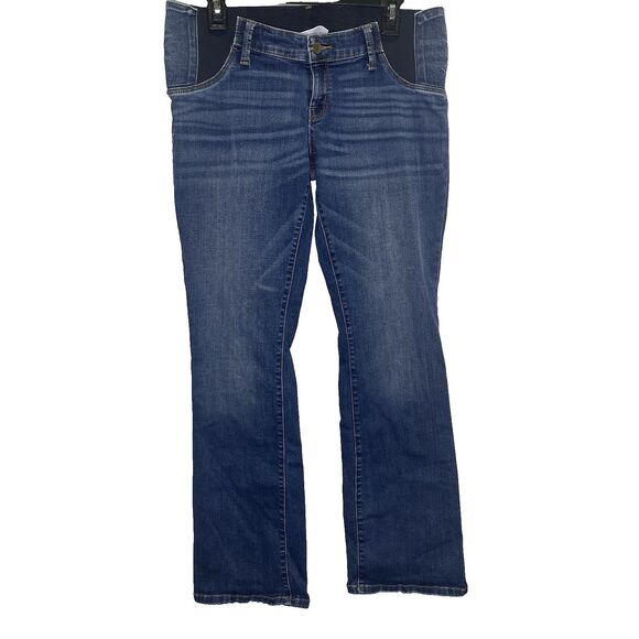 ISABEL MATERNITY Jeans Low Rise Skinny Bootcut Stretch Womens 8 Dark Wash Blue - Picture 1 of 8